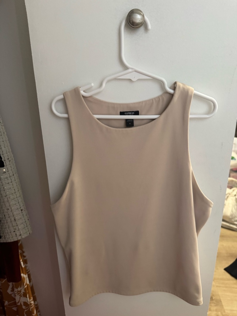 Express Neutral Beige Sleeveless Shell Top